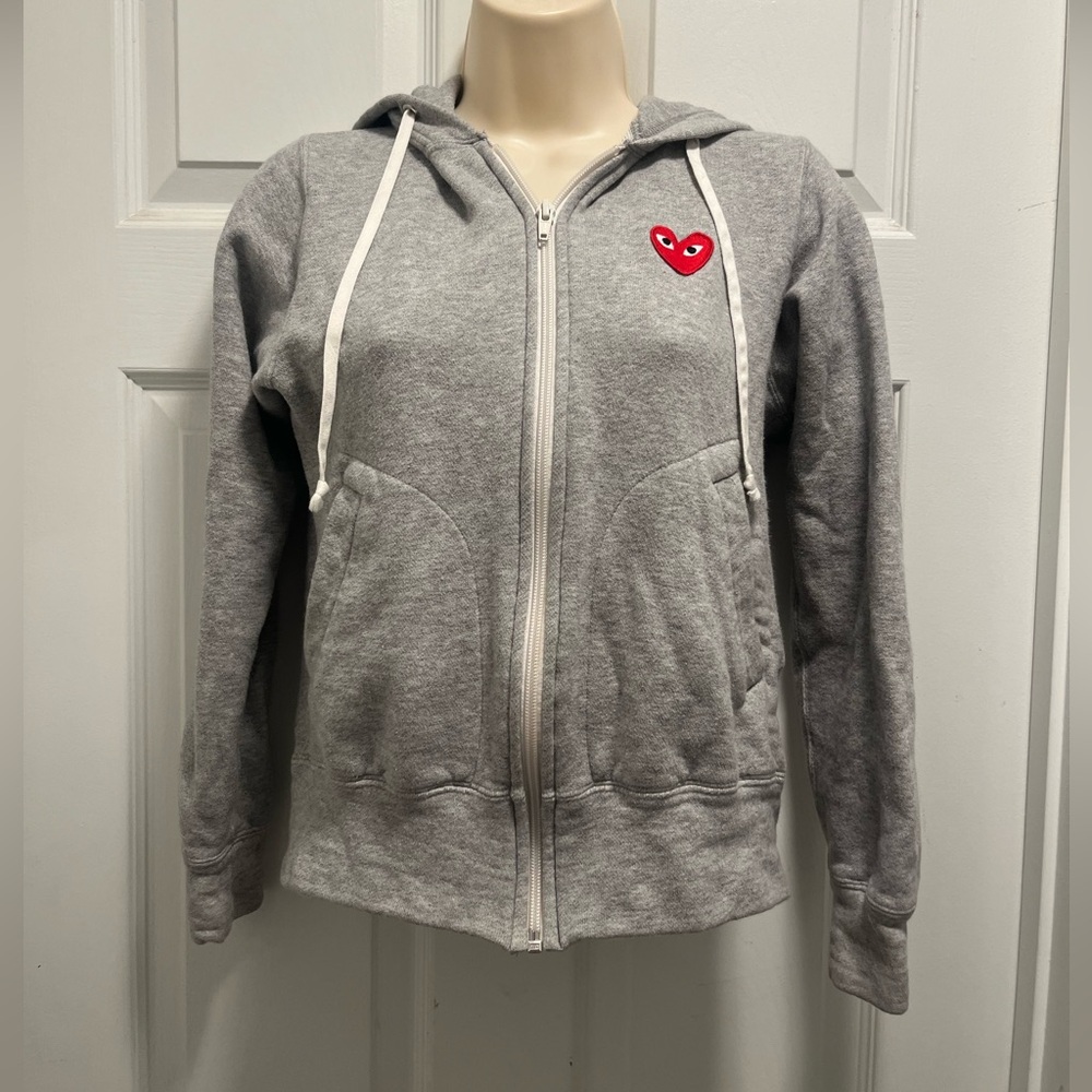 Comme des Garçons PLAY CDG Gray Hoodie Luxury Streetwear - Size Small- EUC